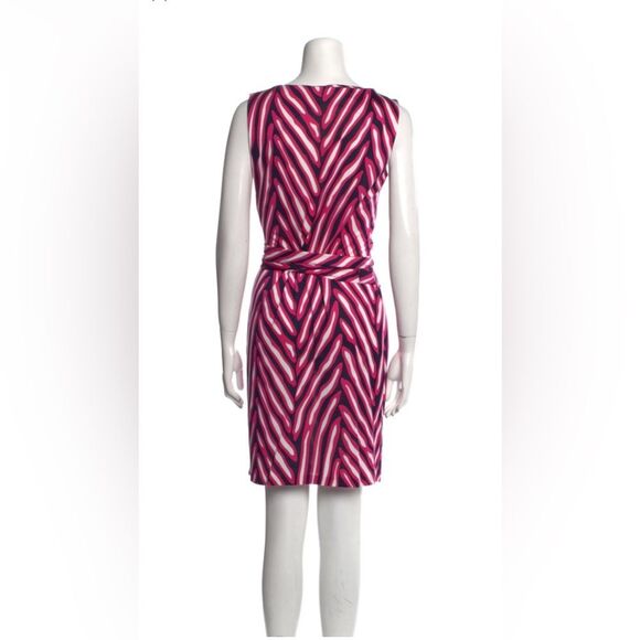 Diane Von Furstenberg Pink Black Stripe Wrap Silk Dress size 6 - Picture 2 of 16